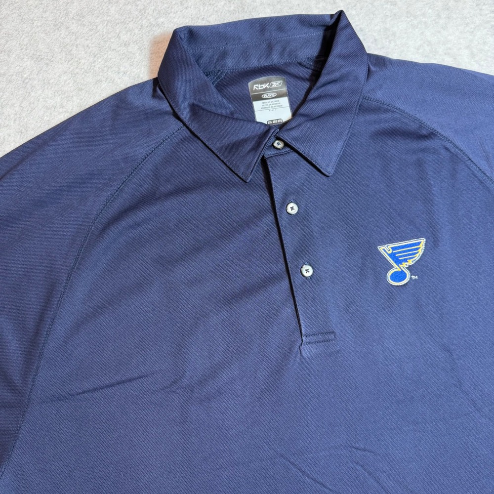 Reebok St Louis Blues Polo Mens 2XL Navy Blue NHL Hockey NWT